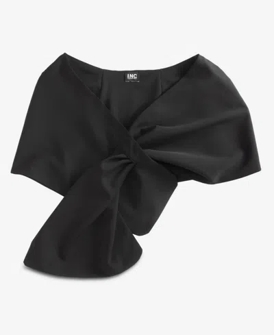 Inc International Concepts Solid Pull Through Evening Wrap, Macy's Exclusive In Black