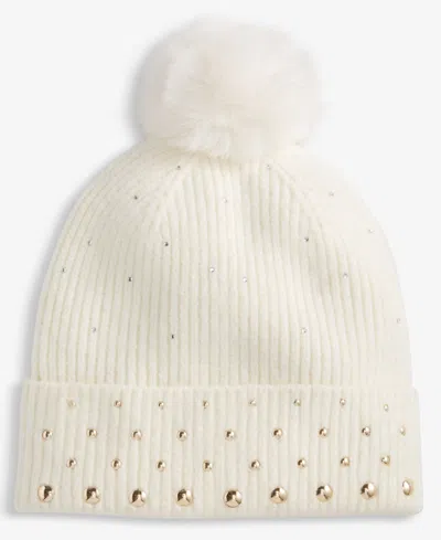 Inc International Concepts Solid Studded Beanie, Macy's Exclusive In White