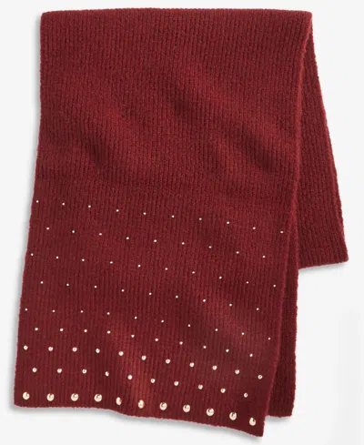 Inc International Concepts Solid Studded Muffler Scarf, Macy's Exclusive In Burgundy