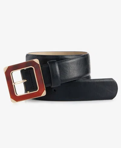 Inc International Concepts Square Resin And Metal Buckle Pant Belt, Macy's Exclusive In Black