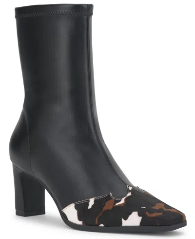 Inc International Concepts Square-toe Block-heel Booties, Macy's Exclusive In Black