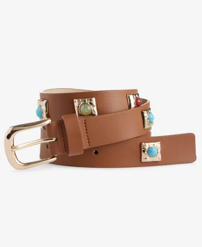 Inc International Concepts Stone Studded Pant Belt, Macy's Exclusive In Brown