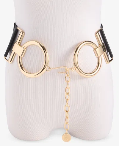 Inc International Concepts Stretch Belt With Chain, Macy's Exclusive In Black Gold