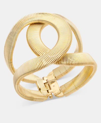 Inc International Concepts Textured Open Bypass Bangle Bracelet, Macy's Exclusive In Gold