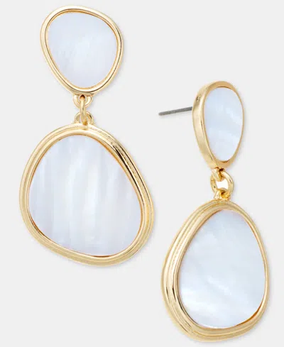 Inc International Concepts Textured Shell Double Drop Earrings, Macy's Exclusive In Gold