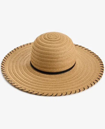 Inc International Concepts Textured Stripe Floppy Hat, Macy's Exclusive In Neutral