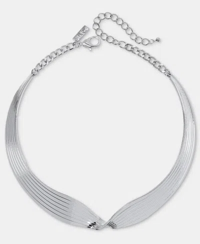 Inc International Concepts Textured Twist Collar Necklace, 16" + 3" Extender, Macy's Exclusive In Silver
