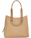 INC INTERNATIONAL CONCEPTS TRIPPII MEDIUM STRAW CHAIN TOTE, CREATED FOR MACY'S