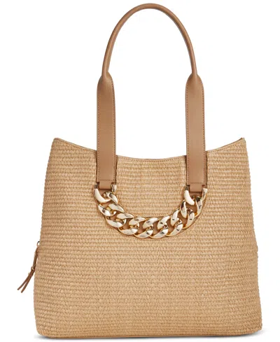Inc International Concepts Caitlinn Chain Medium Straw Tote, Created For Macy's In Straw,gold Cml