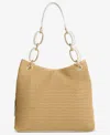 Inc International Concepts Trippii Medium Straw Tote, Exclusively At Macy's In Natural Straw Printed Trim
