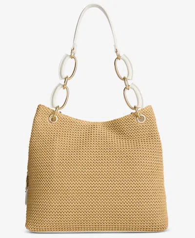 Inc International Concepts Trippii Medium Straw Tote, Exclusively At Macy's In Natural Straw Printed Trim