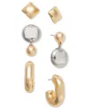 Inc International Concepts Two-tone 3-pc. Set Sculptural Earrings, Exclusively At Macy's In Two Tone