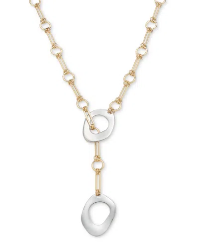 Inc International Concepts Two-tone Sculptural Ring 29-3/4" Adjustable Lariat Necklace, Exclusively At Macy's In Two Tone