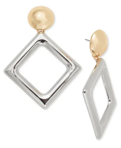 Inc International Concepts Two-tone Triangle Statement Earrings, Exclusively At Macy's In Two Tone