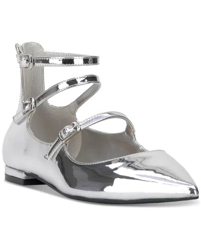 Inc International Concepts Valan Triple-strapped Flats, Created For Macy's In Silver Tpu