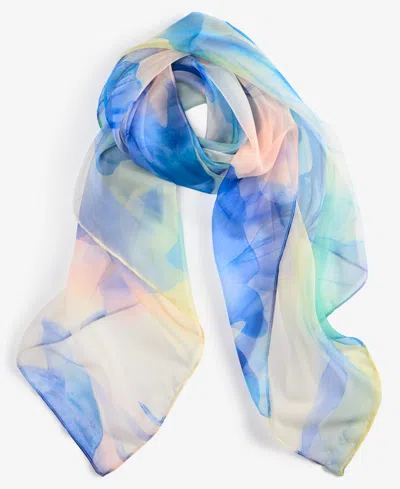 Inc International Concepts Watercolor Floral Square Scarf, Exclusively At Macy's In Blue