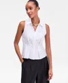 Inc International Concepts Woman's Collared Button-front Top, Macy's Exclusive In White