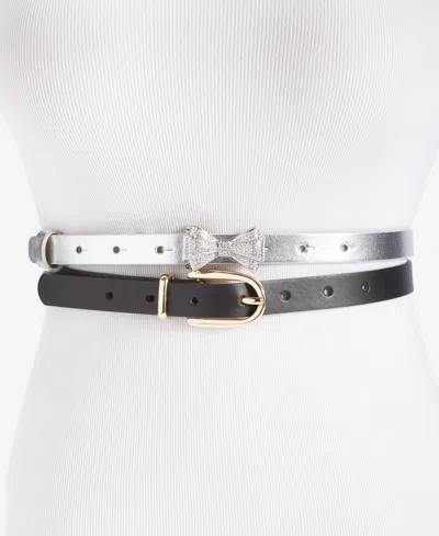 Inc International Concepts Women's 2-pc. Faux-leather Belt Set, Created For Macy's In Black Gold