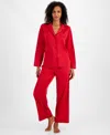 Inc International Concepts Women's 2-pc. Piped-trim Satin Pajamas Set, Created For Macy's In Crimson Leaf