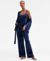 Inc International Concepts Women's 3-pc. Crushed Velvet Pajama Set, Macy's Exclusive In Blue