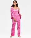 Inc International Concepts Women's 3-pc. Crushed Velvet Pajama Set, Macy's Exclusive In Pink