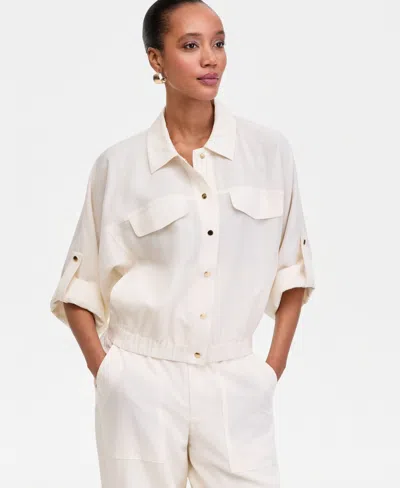 Inc International Concepts Women's 3/4-sleeve Shirt Jacket, Macy's Exclusive In Green
