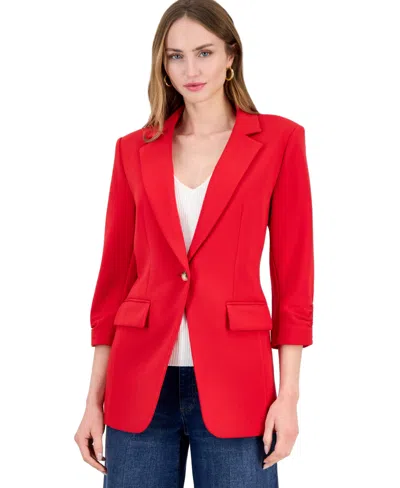 Inc International Concepts Women's 3/4-sleeve Single-button Blazer, Macy's Exclusive In Multi