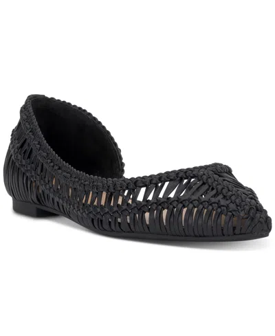 Inc International Concepts Women's Abron Pointed D'orsay Flats, Exclusively At Macy's In Black Woven