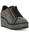 Inc International Concepts Women's Aideen Wedge Sneakers, Created For Macy's In Pewter Bling
