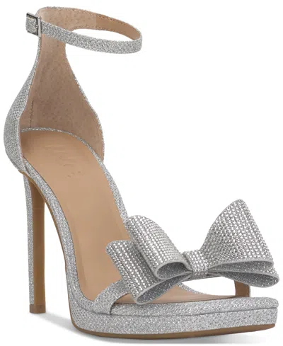 Inc International Concepts Women's Ajira Bow Evening Sandals, Created For Macy's In Silver Glitter