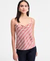 Inc International Concepts Women's Animal-print Cowlneck Camisole Top, Exclusively At Macy's In Red