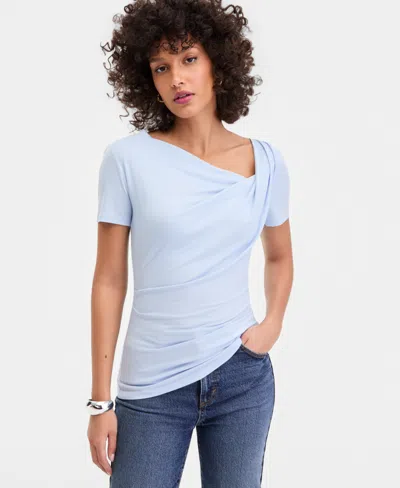 Inc International Concepts Women's Asymmetric-neck Top, Exclusively At Macy's In Blue