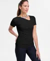 Shop Inc International Concepts Women's Asymmetric-neck Top, Exclusively At Macy's In Deep Black