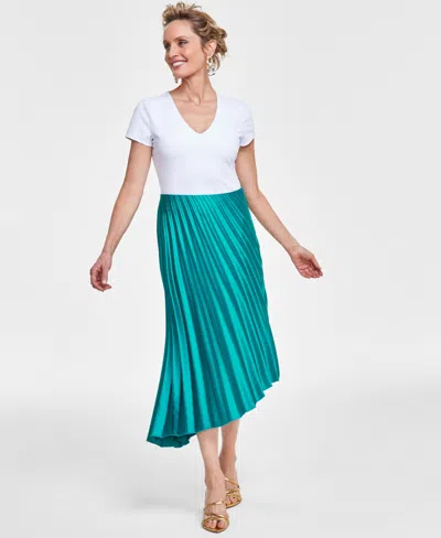 Inc International Concepts Women's Asymmetric Pleated Skirt, Created For Macy's In Fresco Blue