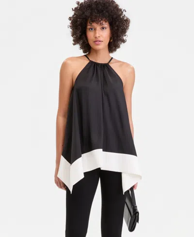 Inc International Concepts Women's Asymmetrical-hem Halter Tunic, Macy's Exclusive In Black