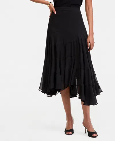 Inc International Concepts Women's Asymmetrical Midi Skirt, Macy's Exclusive In Black