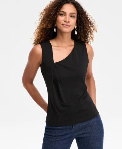 Inc International Concepts Women's Asymmetrical-neck Tank, Macy's Exclusive In Black
