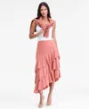 Inc International Concepts Women's Asymmetrical Ruffle Midi Skirt, Macy's Exclusive In Pink