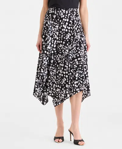 Inc International Concepts Women's Asymmetric-hem Midi Skirt, Macy's Exclusive In Black