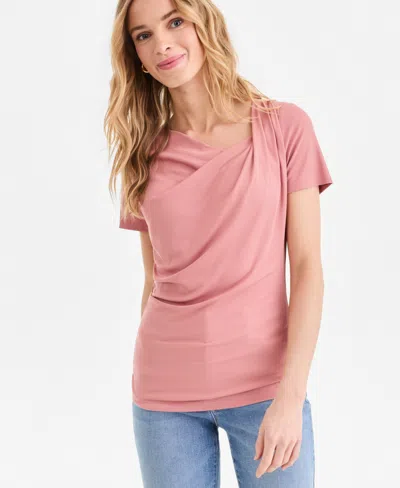 Inc International Concepts Women's Asymmetric-neck Top, Exclusively At Macy's In Pink