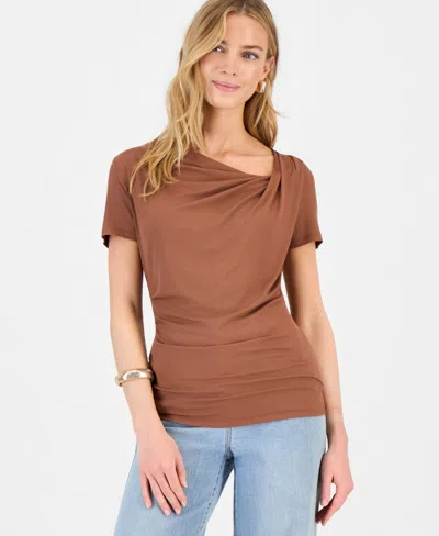 Inc International Concepts Women's Asymmetric-neck Top, Exclusively At Macy's In Animal Print