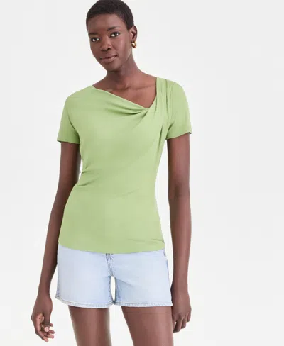 Inc International Concepts Women's Asymmetric-neck Top, Exclusively At Macy's In Green