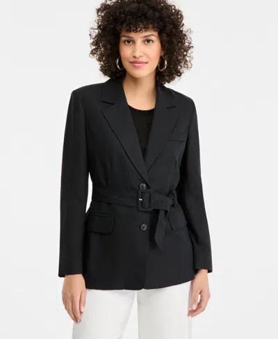 Inc International Concepts Women's Belted Blazer, Macy's Exclusive In Black
