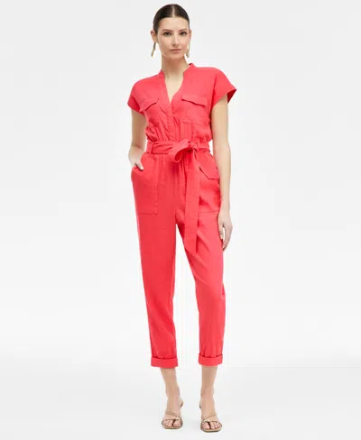 Inc International Concepts Women's Belted Cap-sleeve Jumpsuit, Exclusively At Macy's