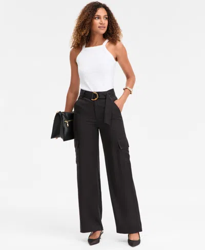 Inc International Concepts Women's Belted High-rise Cargo Pants, Macy's Exclusive In Black