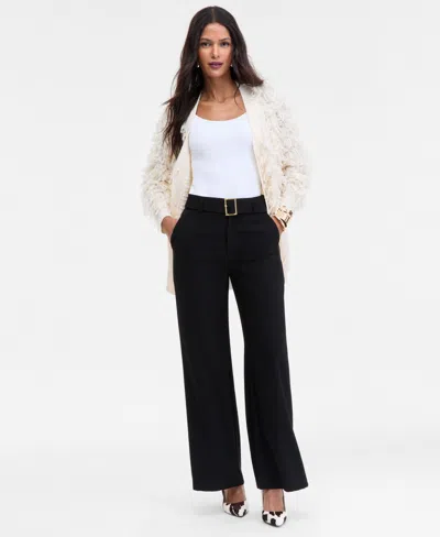 Inc International Concepts Women's Belted High-rise Wide-leg Pants, Macy's Exclusive In Black
