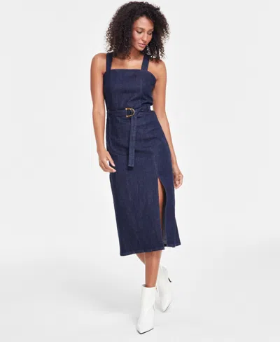 Inc International Concepts Women's Belted Midi Dress, Created For Macy's In Dk Indigo