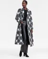 Inc International Concepts Women's Belted Plaid Coat, Macy's Exclusive In Black