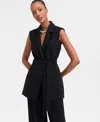 Inc International Concepts Women's Belted Vest, Exclusively At Macy's In Deep Black
