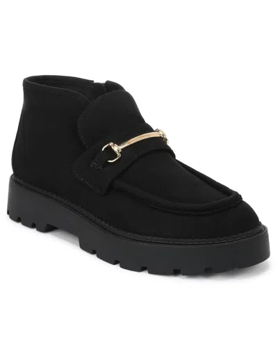 Inc International Concepts Women's Bertaa Lug Slip-resistant Round Toe Suede Ankle Booties, Macy's Exclusive In Black